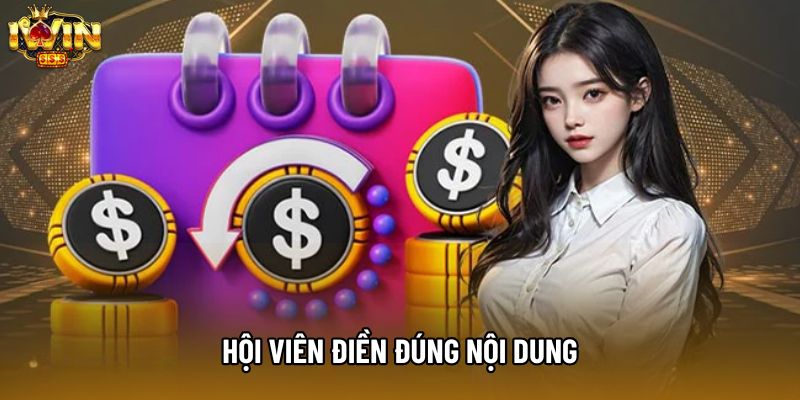 Hội viên điền đúng nội dung